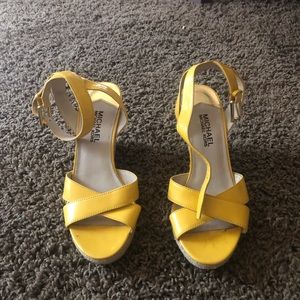 Wedge yellow sandals